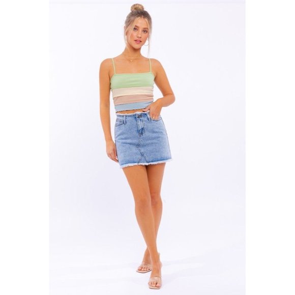 LE LIS LETTUCE HEM DETAIL SPAGHETTI TOP MILTICOLOR COLORBLOCK - Picture 5 of 10